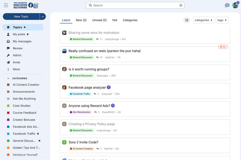 The Facebook Monetiztion Mastermind Community: 1 Year Access