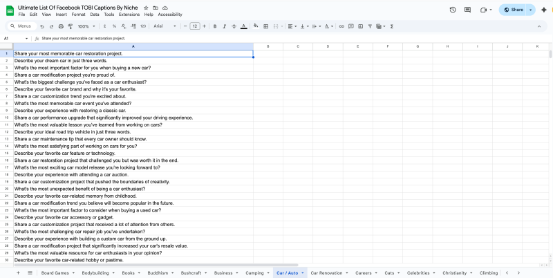 Ultimate list of TOBI posts by niche