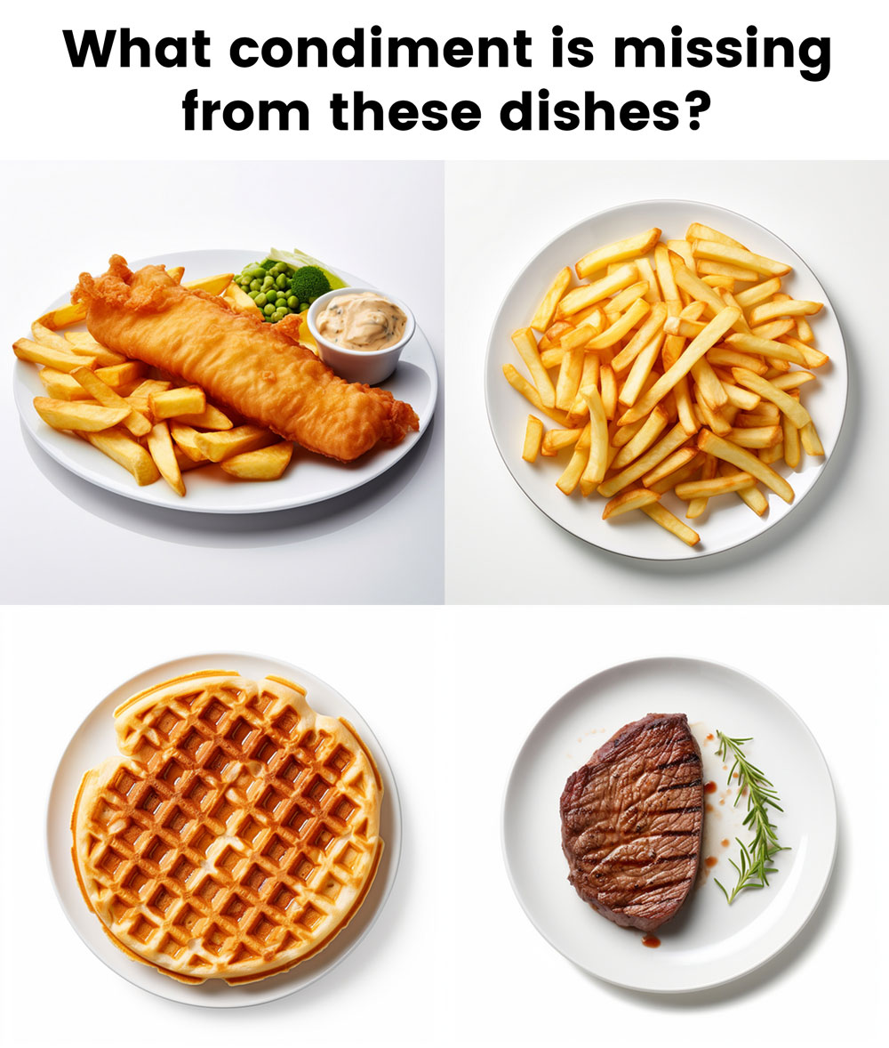 What condiment is missing from these dishes?