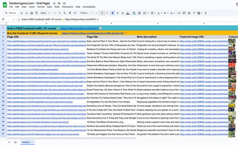 Gardening soul spreadsheet